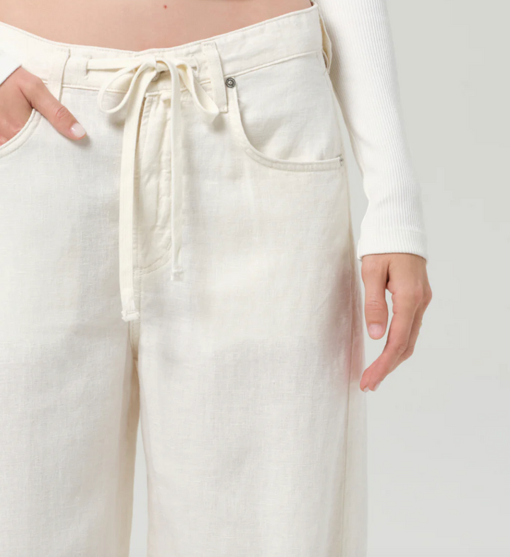Citizens of Humanity - Brynn Drawstring Trouser in Linen in Vanilla Pants