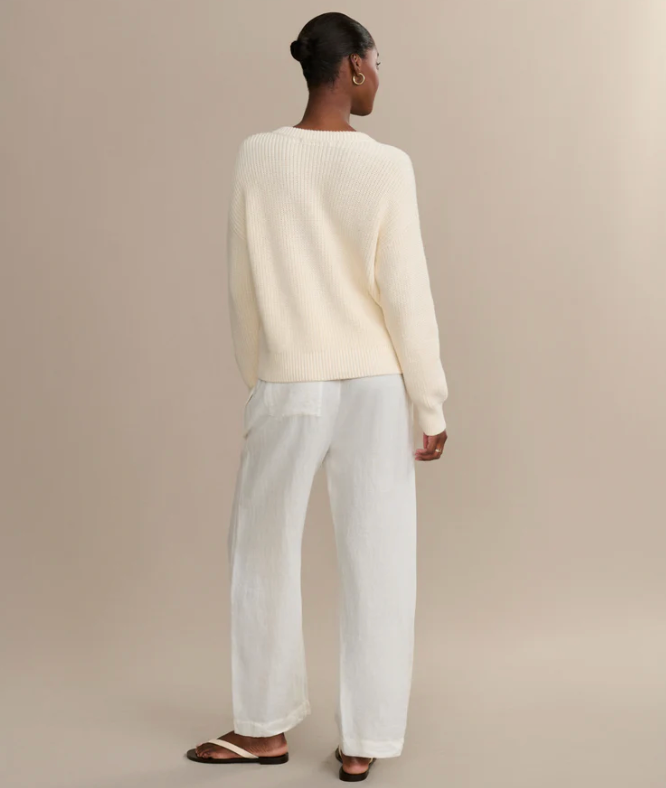 JENNI KAYNE - Cotton Hayes Crewneck Cardigan in Ivory Cardigans