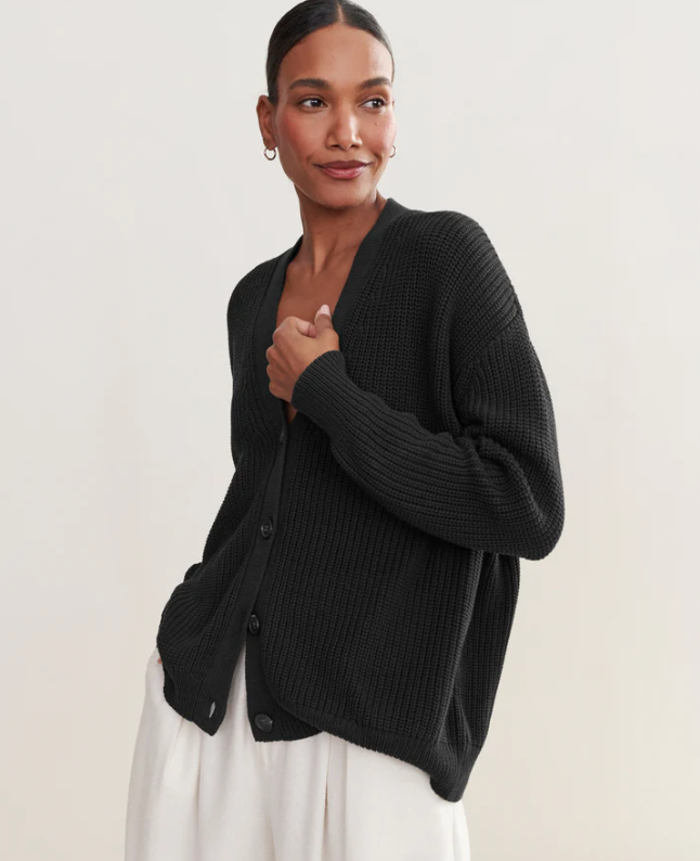 JENNI KAYNE - Cotton Cocoon Cardigan in Black Cardigans