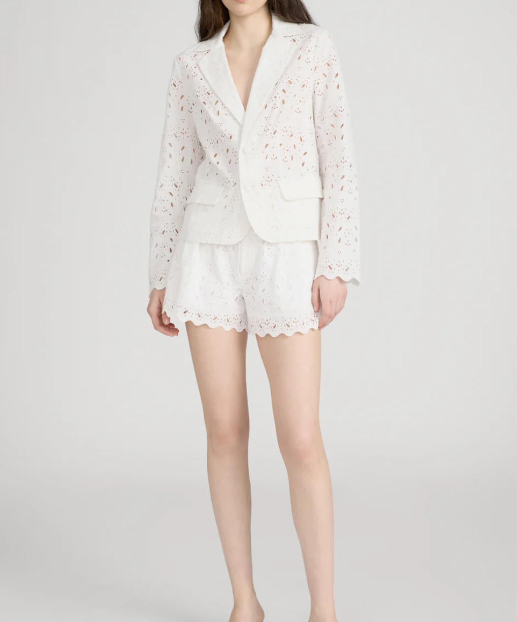 FRAME - The Paisley Eyelet Short In White Shorts
