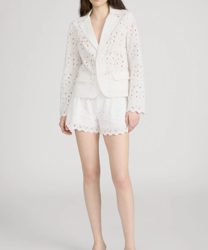 FRAME - The Paisley Eyelet Short In White Shorts