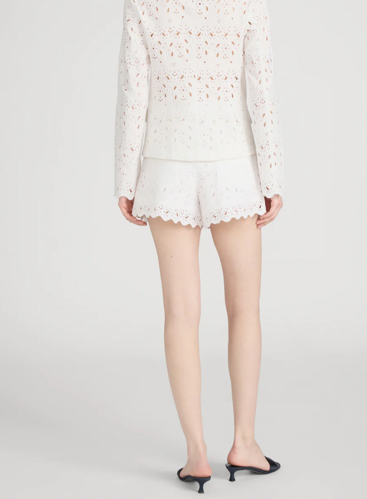 FRAME - The Paisley Eyelet Short In White Shorts