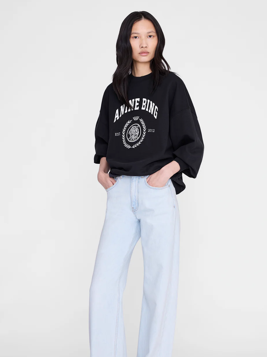 ANINE BING - Miles Sweatshirt Collegiate in Vintage Black Sweatshirts