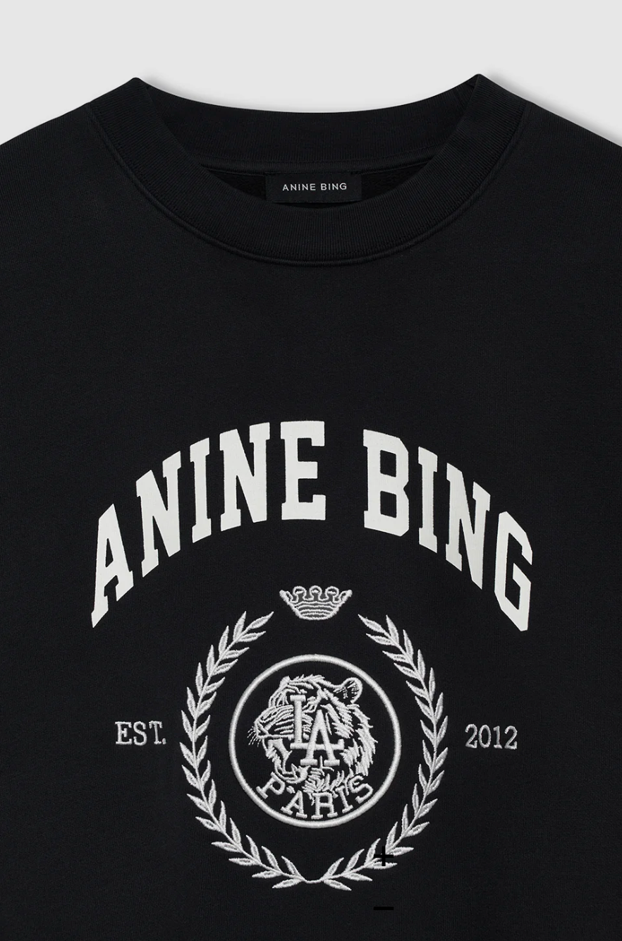 ANINE BING - Miles Sweatshirt Collegiate in Vintage Black Sweatshirts