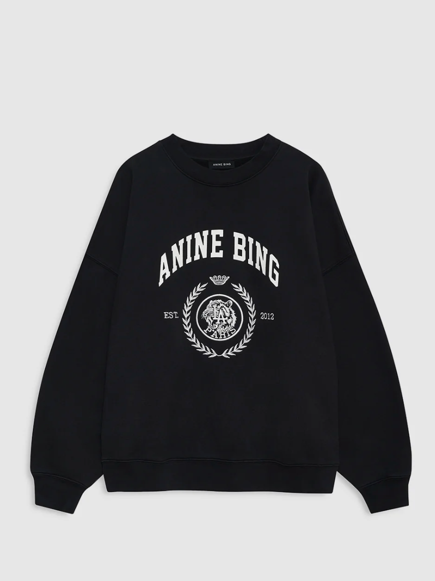 ANINE BING - Miles Sweatshirt Collegiate in Vintage Black Sweatshirts