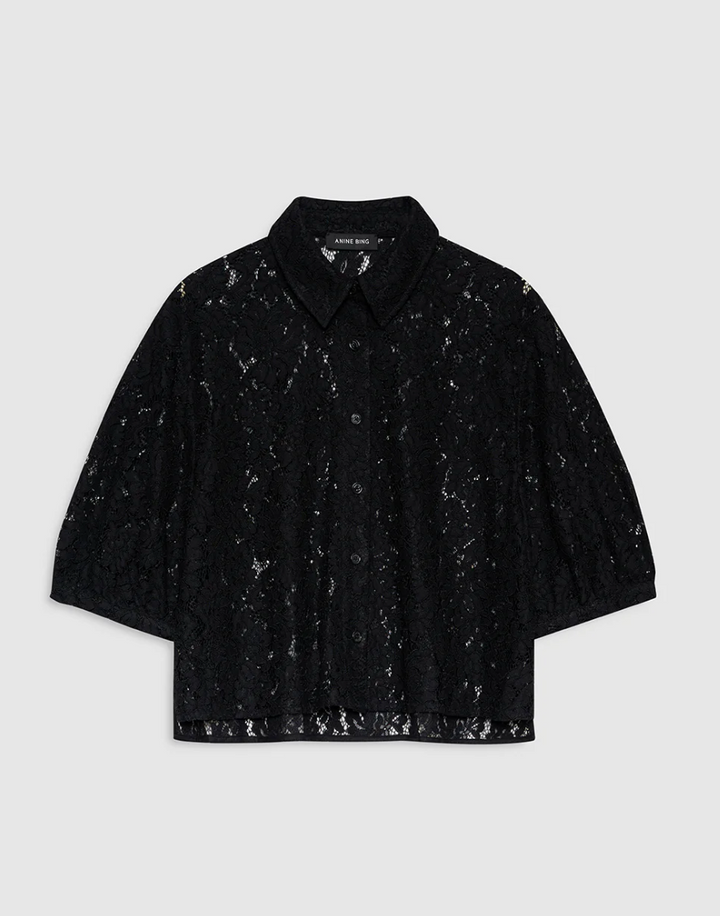 ANINE BING - Shayna top in Black Lace Top