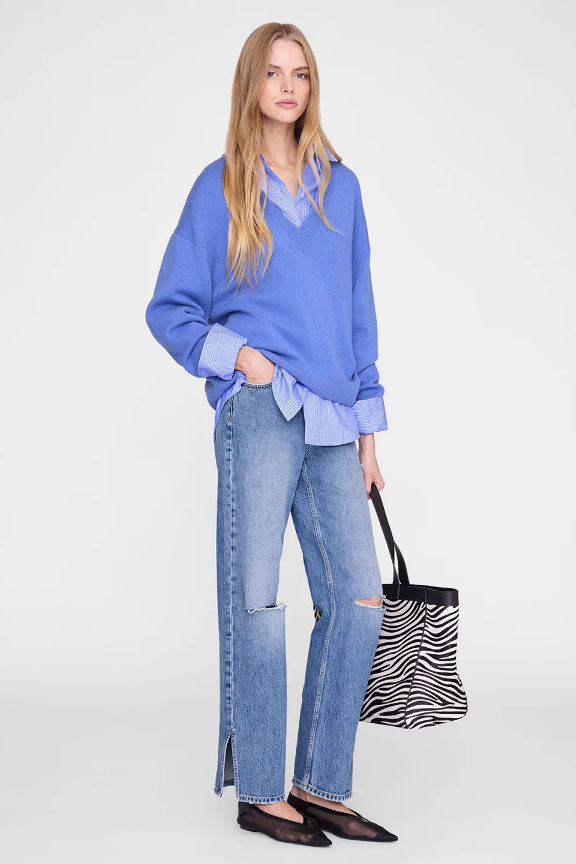 ANINE BING - Lee V-Neck Sweater in Storm Sweaters