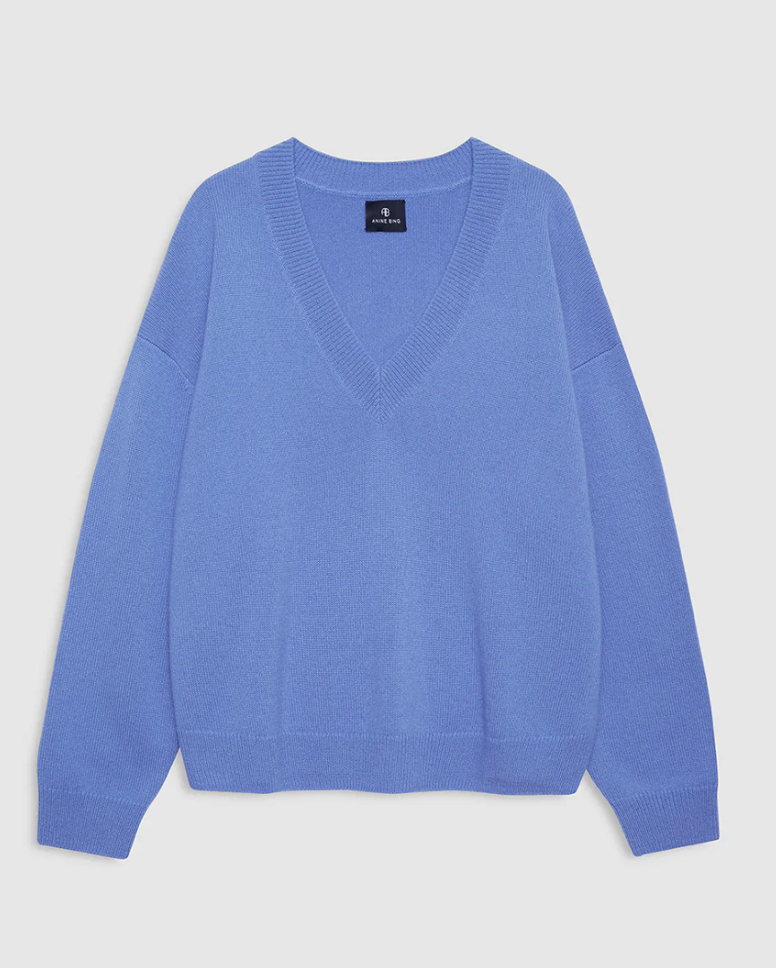 ANINE BING - Lee V-Neck Sweater in Storm Sweaters
