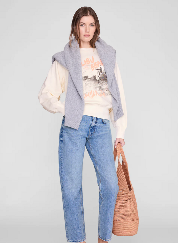 Anine Bing - Harry Shrunken Sweatshirt Surfer in Washed Buttercream Sweatshirts