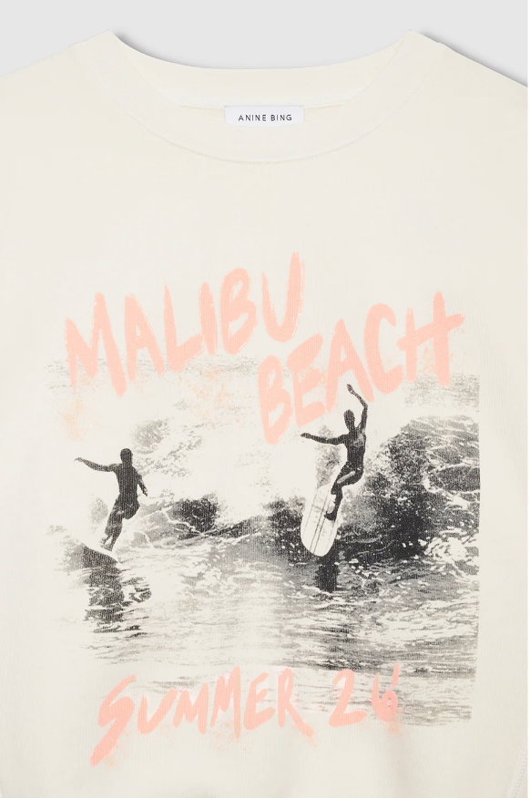 Anine Bing - Harry Shrunken Sweatshirt Surfer in Washed Buttercream Sweatshirts