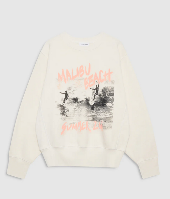 Anine Bing - Harry Shrunken Sweatshirt Surfer in Washed Buttercream Sweatshirts