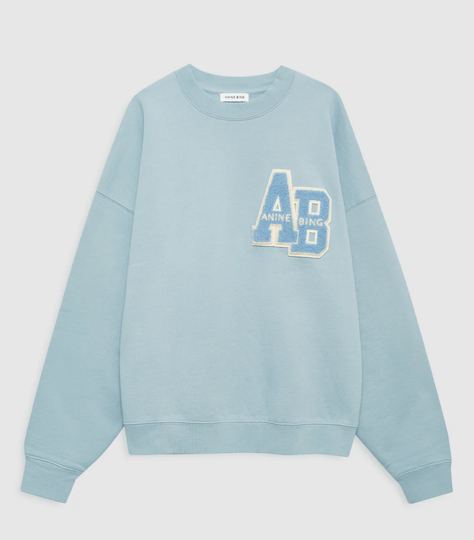 Anine Bing - Miles Oversized Sweatshirt Letterman in Pastel Blue Sweatshirts