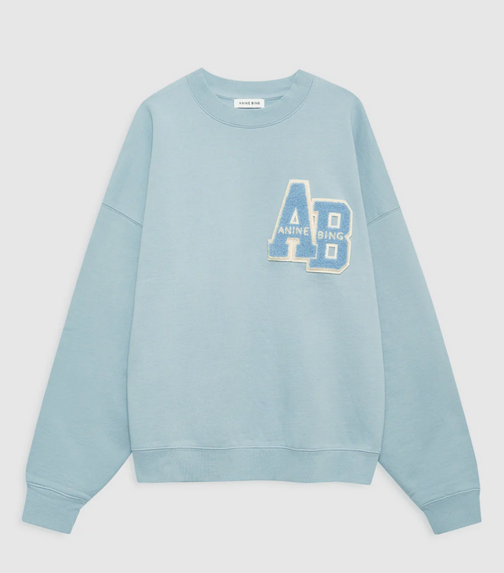 Anine Bing - Miles Oversized Sweatshirt Letterman in Pastel Blue Sweatshirts