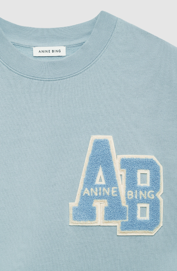 Anine Bing - Miles Oversized Sweatshirt Letterman in Pastel Blue Sweatshirts