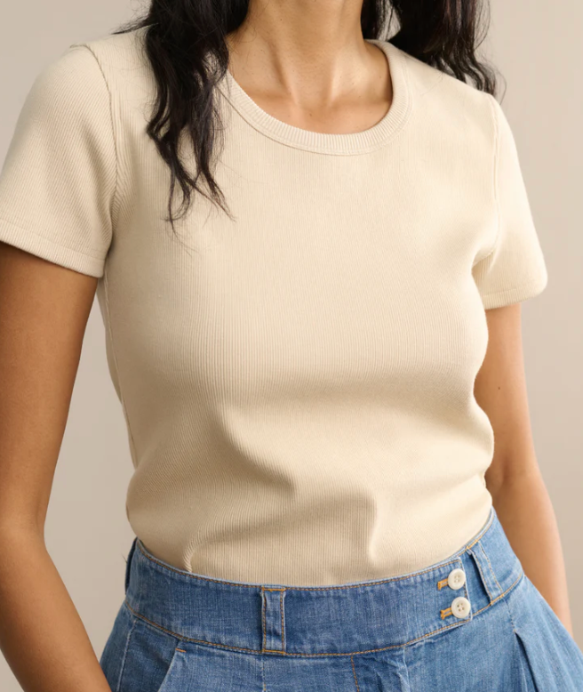 JENNI KAYNE - Rib Tee in Alabaster T-Shirts