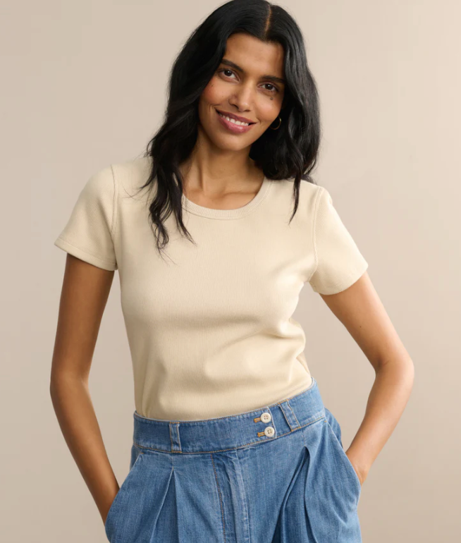 JENNI KAYNE - Rib Tee in Alabaster T-Shirts