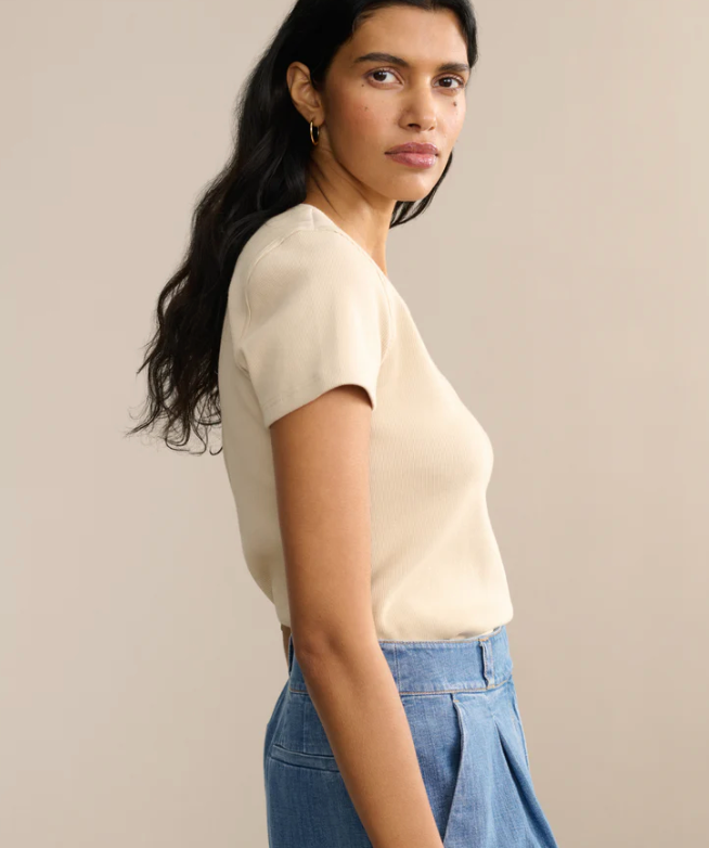 JENNI KAYNE - Rib Tee in Alabaster T-Shirts