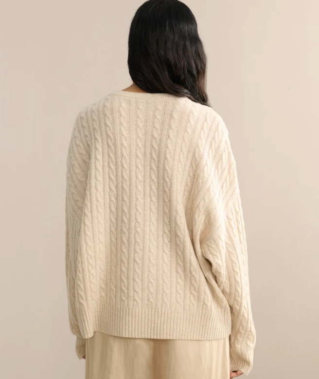 JENNI KAYNE - Nell V-Neck Sweater in Alabaster Sweaters