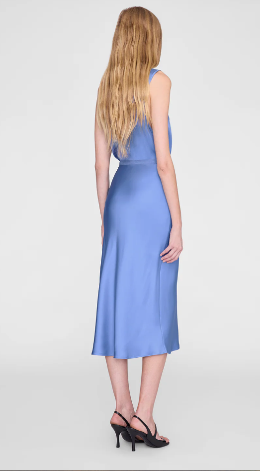 ANINE BING - Bar Silk Skirt in Storm Blue Skirts