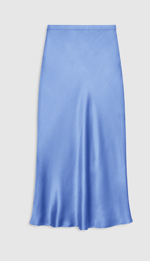 ANINE BING - Bar Silk Skirt in Storm Blue Skirts