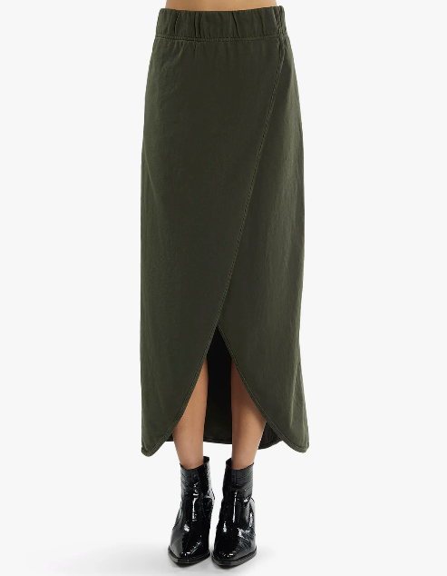 LES TIEN - Milly Scallop Wrap Skirt in Forest Skirts