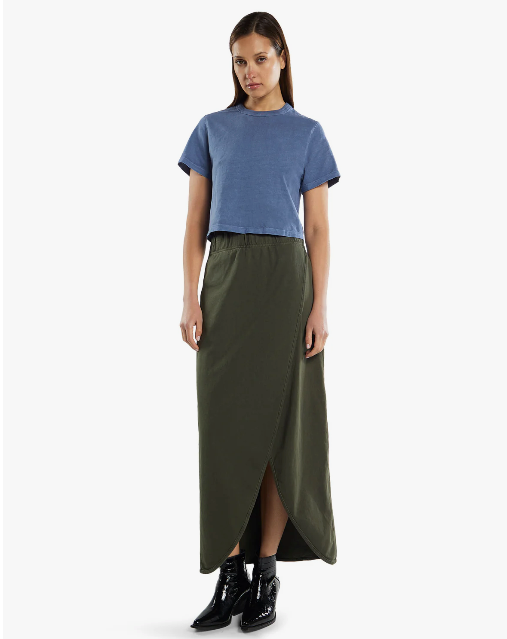 LES TIEN - Milly Scallop Wrap Skirt in Forest Skirts