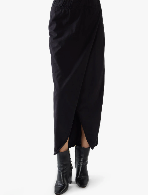 Les Tien - Milly Scallop Wrap Skirt in Jet Black Skirts