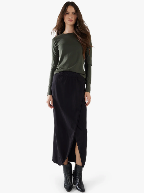 Les Tien - Milly Scallop Wrap Skirt in Jet Black Skirts