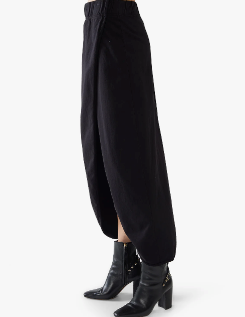 Les Tien - Milly Scallop Wrap Skirt in Jet Black Skirts