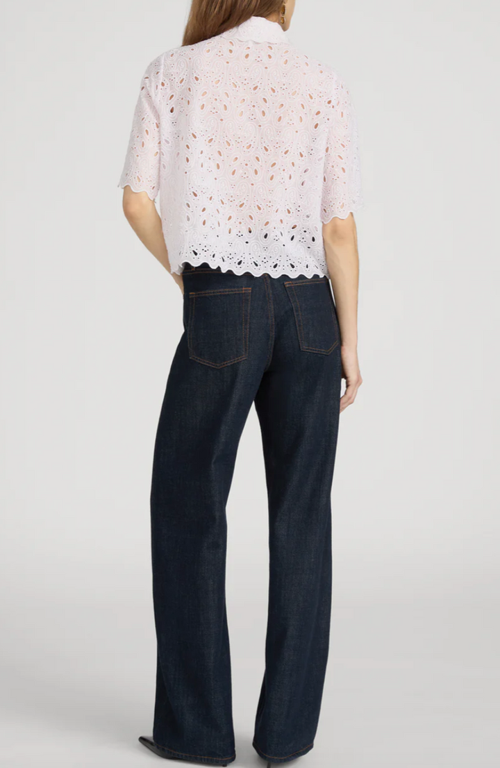 FRAME - The Paisley Eyelet Top in Bubble Gum Blouse