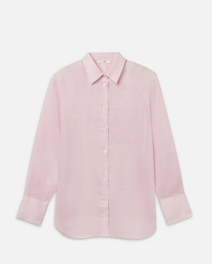 FRAME - The Linen Boy Shirt in Bubble Gum Button Up Shirt