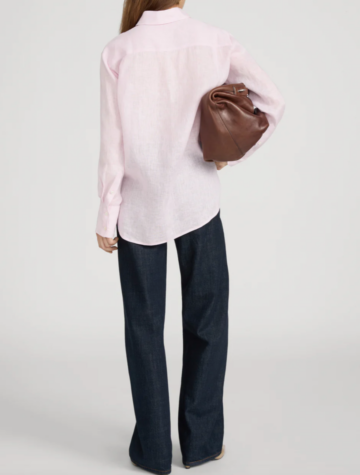 FRAME - The Linen Boy Shirt in Bubble Gum Button Up Shirt