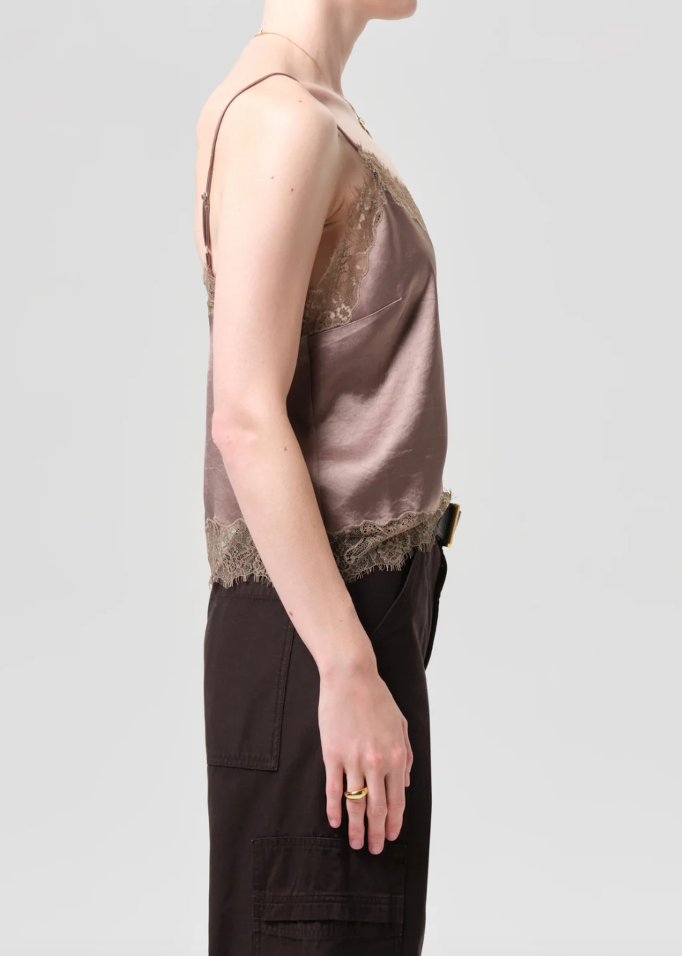 CITIZENS OF HUMANITY - Lace Trimmed Cami in Cocoa Top