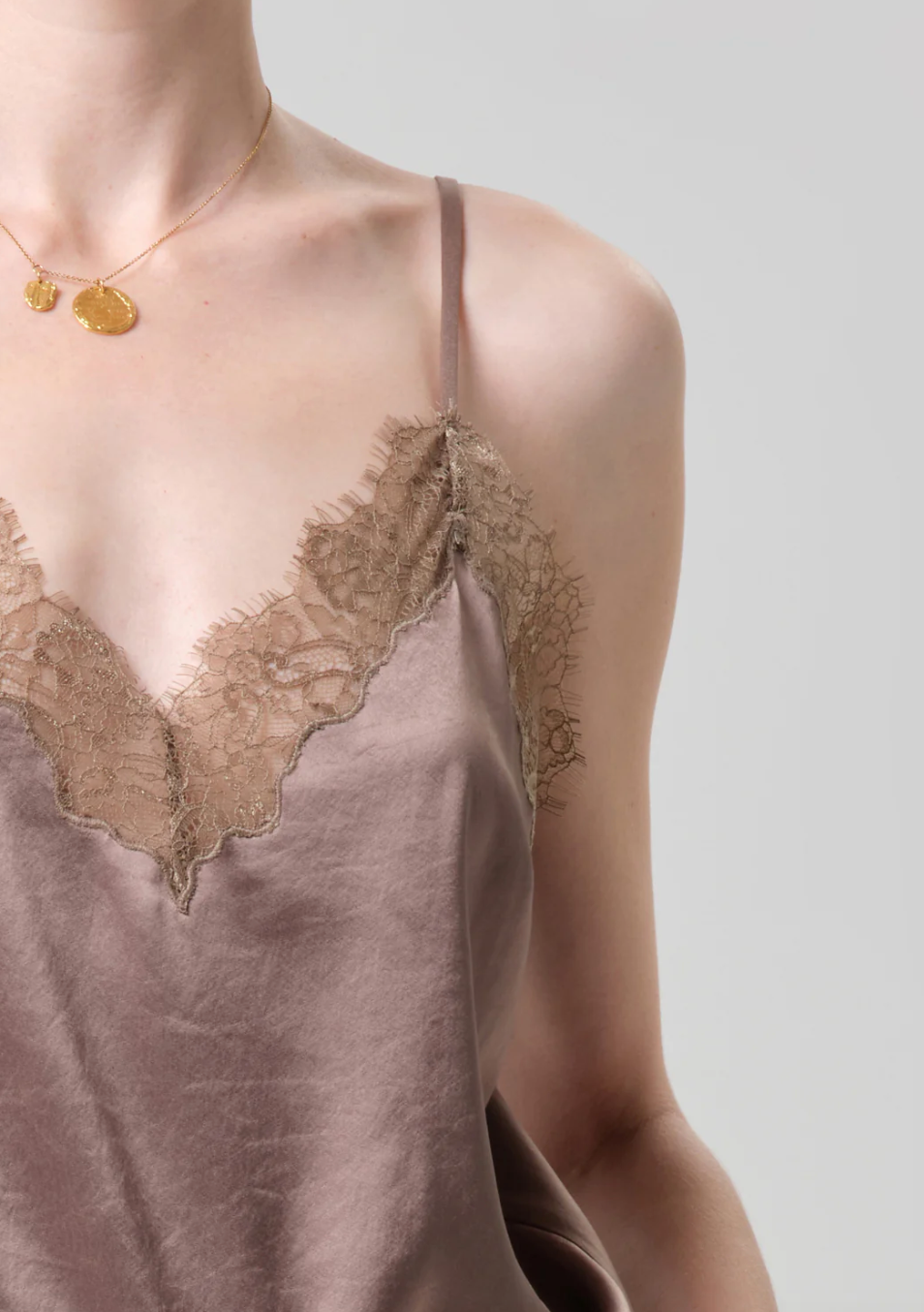 CITIZENS OF HUMANITY - Lace Trimmed Cami in Cocoa Top