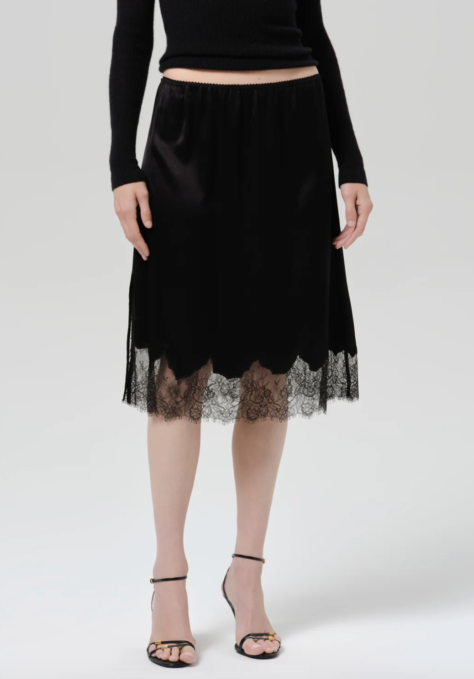 CITIZENS OF HUMANITY - Lace Trimmed Skirt in Black Skirts