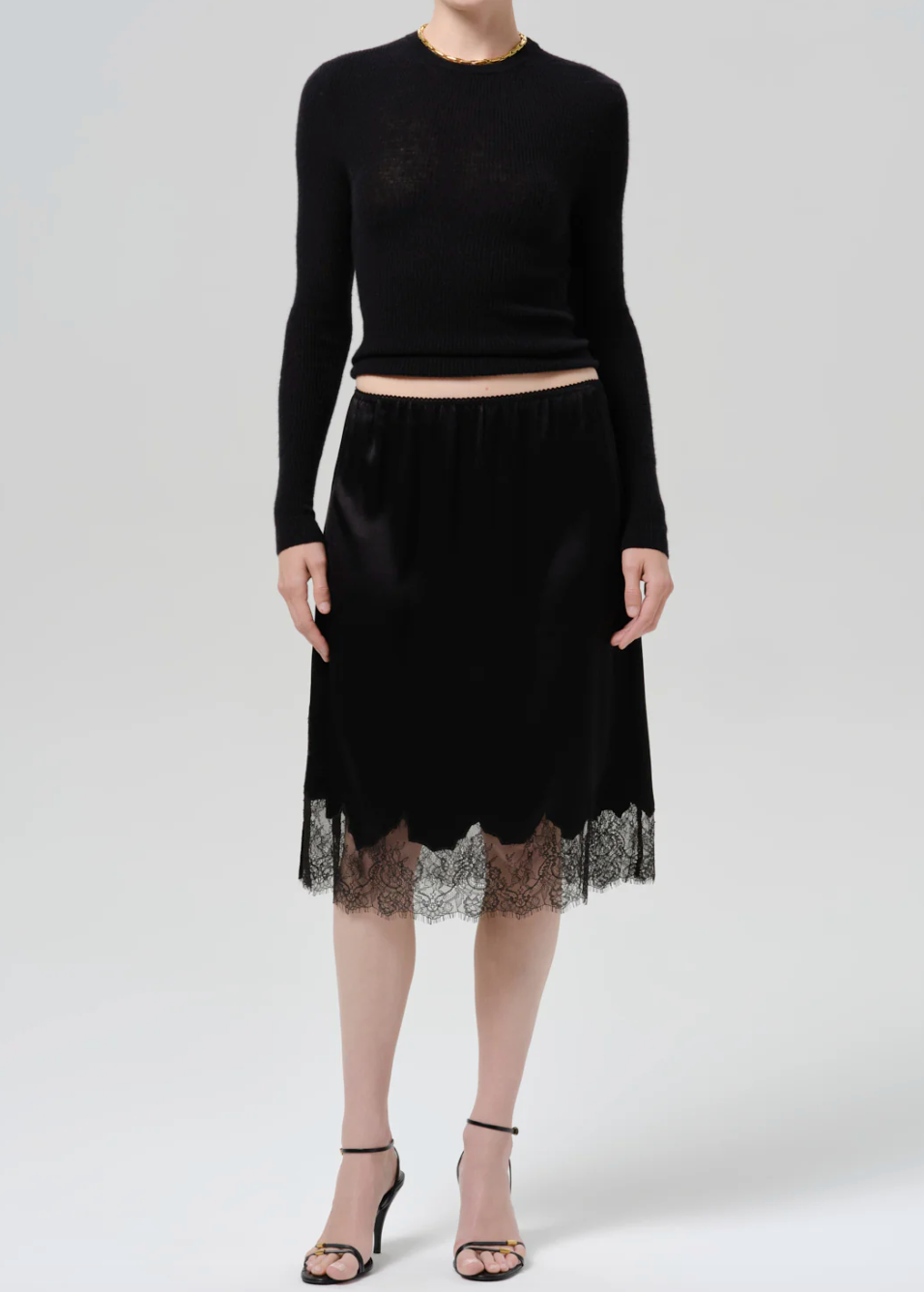 CITIZENS OF HUMANITY - Lace Trimmed Skirt in Black Skirts