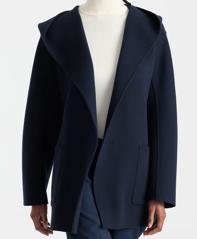 MACKAGE - PAYA-Z Wool Wrap Coat with Sash Belt in Marine Blue Coats & Jackets