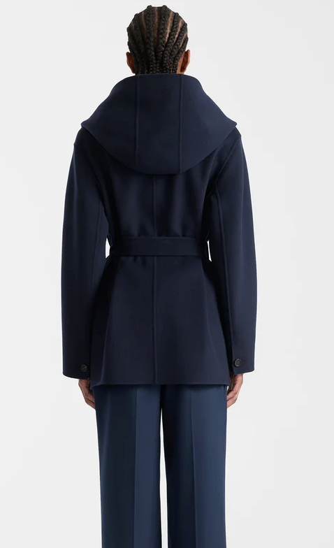 MACKAGE - PAYA-Z Wool Wrap Coat with Sash Belt in Marine Blue Coats & Jackets
