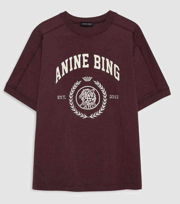 ANINE BING - Jaylin Tee Collegiate in Fig Shirt