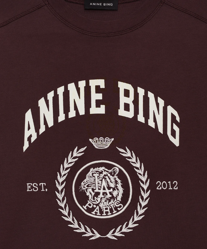 ANINE BING - Jaylin Tee Collegiate in Fig Shirt
