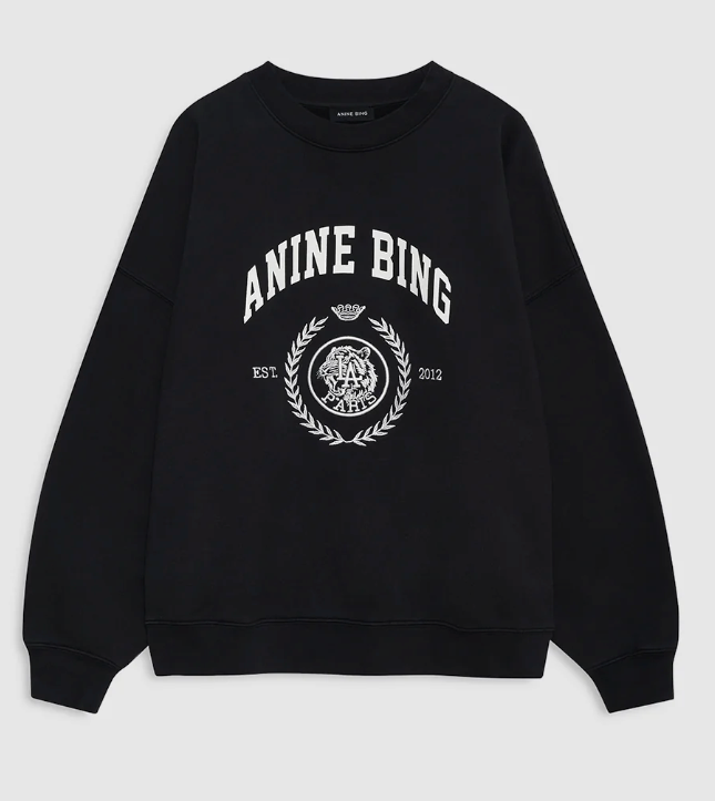 ANINE BING - Miles Sweatshirt Collegiate in Vintage Black Sweatshirts