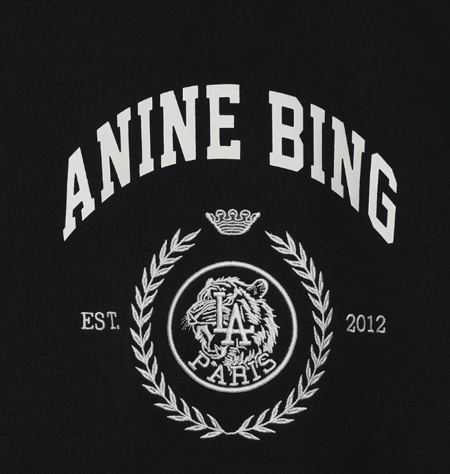 ANINE BING - Miles Sweatshirt Collegiate in Vintage Black Sweatshirts