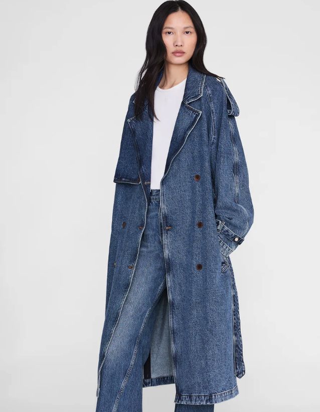 ANINE BING - Rickie Maxi Trench in Cabana Blue Coats & Jackets