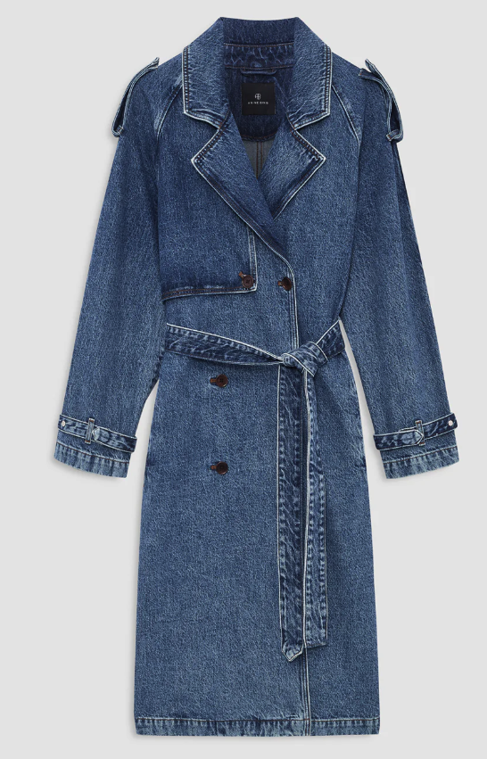 ANINE BING - Rickie Maxi Trench in Cabana Blue Coats & Jackets