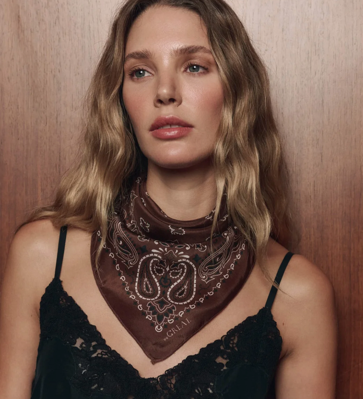 The Great - The Silk Bandana in Chocolate Accessories