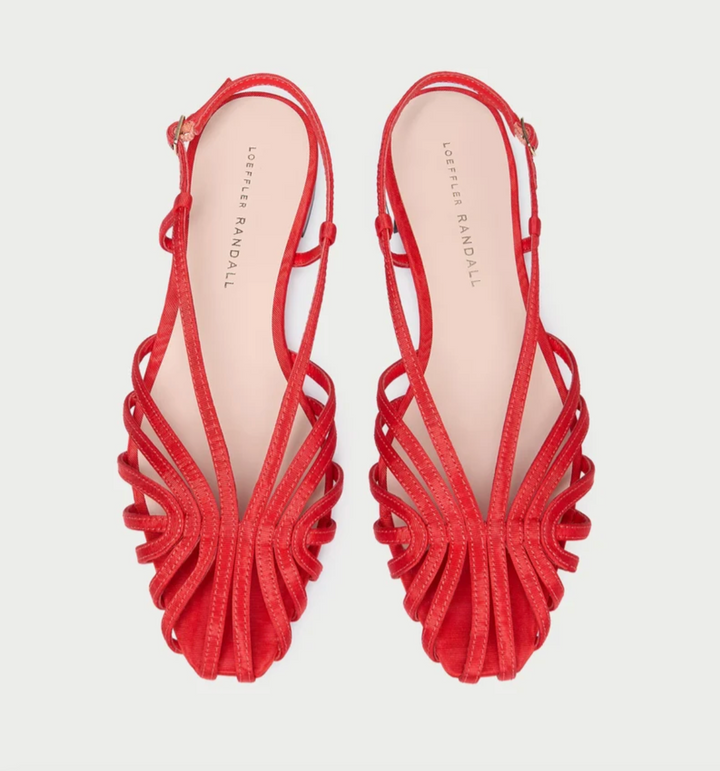 LOEFFLER RANDALL - Devon Lattice Slingback Sandal in Red Moire Shoes