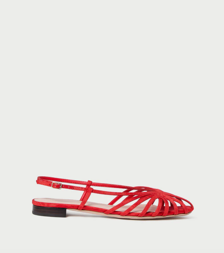 LOEFFLER RANDALL - Devon Lattice Slingback Sandal in Red Moire Shoes