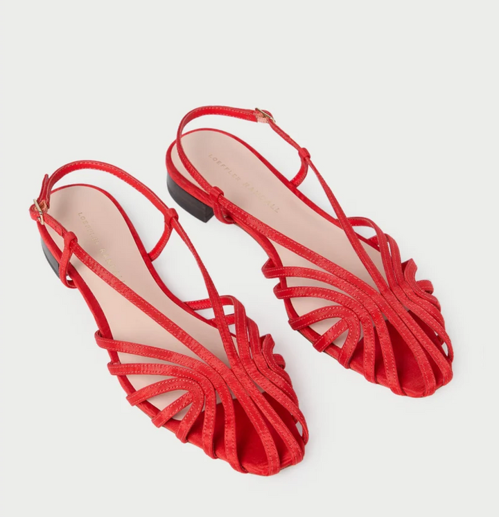 LOEFFLER RANDALL - Devon Lattice Slingback Sandal in Red Moire Shoes