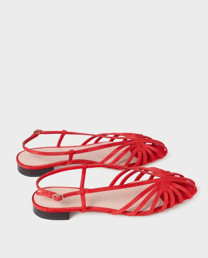 LOEFFLER RANDALL - Devon Lattice Slingback Sandal in Red Moire Shoes