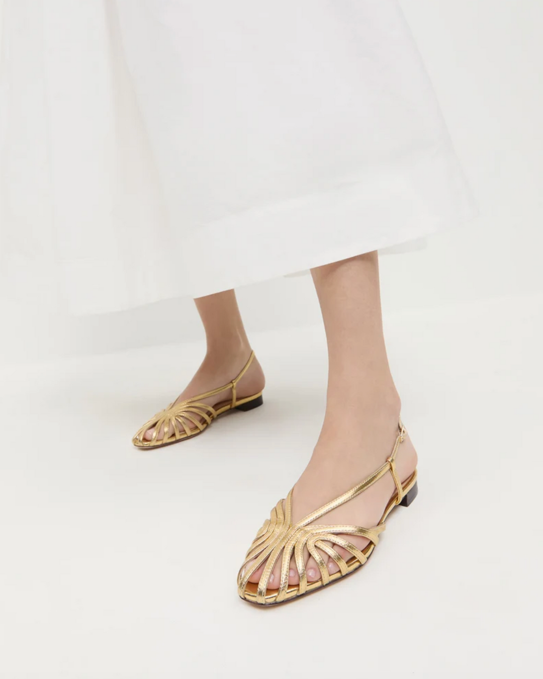 LOEFFLER RANDALL - Devon Lattice Slingback Sandal in Gold Shoes